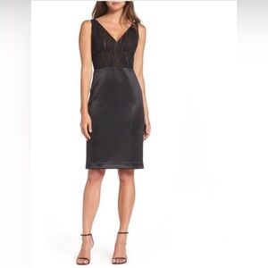 Vera Wang Black Nude Silk Cocktail Dress, Size 12